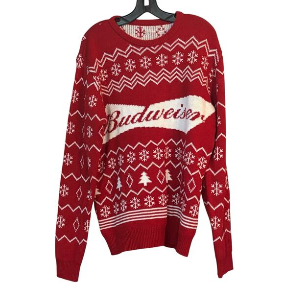 Budweiser Ugly Christmas Sweater Size Large Cocktail Party New Years - Picture 1 of 12